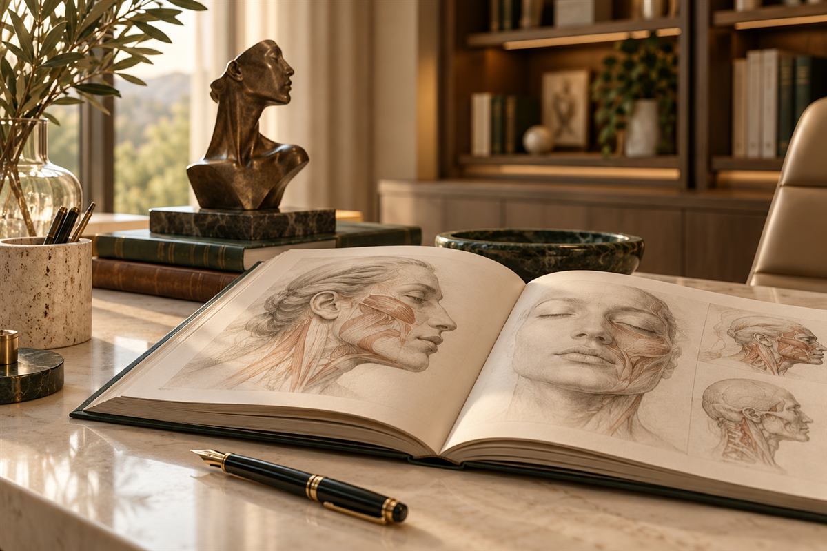 Livro de anatomia em um ambiente de estudo